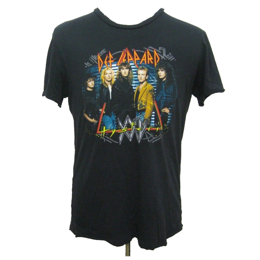 Vintage 1987 Def Leppard Hysteria Large Black Rock Concert T-Shirt Single Stitch
